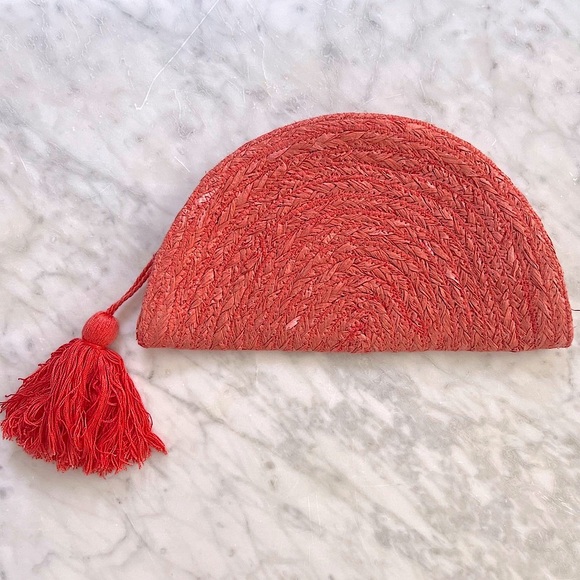 Roller Rabbit Romia Woven Raffia Half Moon Clutch - Picture 2 of 3